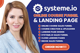 create systeme online course funnel, sales funnel, landing page course upload