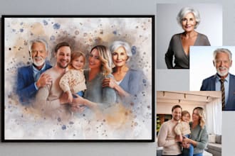 do combine multiple photos and turn watercolor portraits