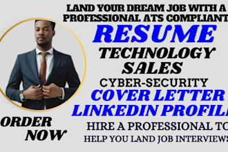 write professional resume for IT, cybersecurity, software engineer, tech sales