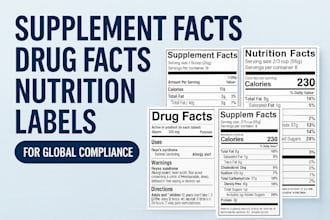 create supplement facts, drug facts, and nutrition labels for global compliance