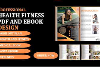 create design canva fitness wellness health ebook, workout plan and lead magnet