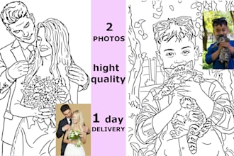 turn 2 images or photos into line art for coloring book