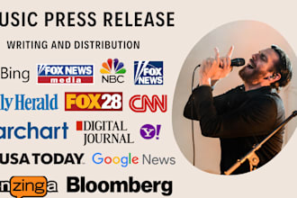 write music press release, distribute music press release and pr distribution