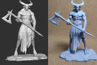 design 3d character model, 3d sculpting stl, 3d toy model for printing in zbrush