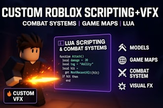do custom roblox model, roblox script roblox game map combat system, roblox vfx