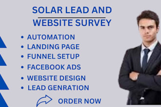 do a well solar lead  landing page and survey website