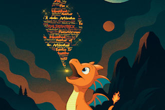 unique dragon illustration in my original cartoon style