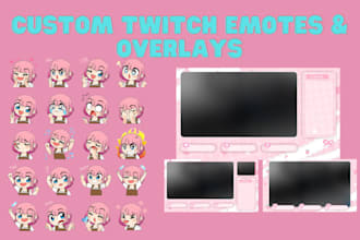 design cute chibi twitch emotes and custom stream overlays