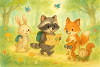 draw children story book water color illustration theme story book amazon KDP