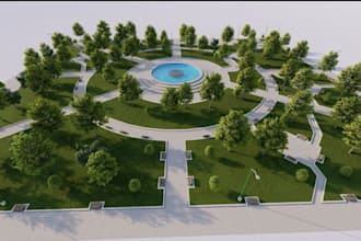 model and animate 3d site plans, 3d real estate property, vector event map, pool