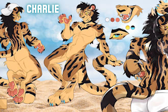 draw fursona character reference sheet sfw furry ref sheet anthro commission art