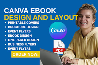 design canva ebook, one pager, leaflet, brochure, workbook, magazine, whitepaper