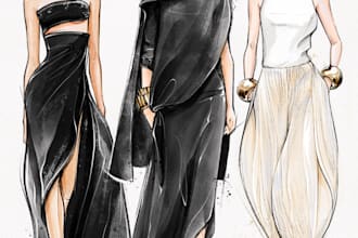 create a fashion illustration of your outfit or design