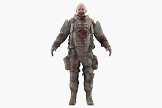 model rig 3d character model, 3d creature, zombie texture, ue5 control rig unity