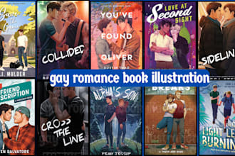 do novel ,sci fi,fantasy,gay romance book cover illustration,sport romance cover