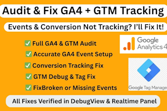 audit and fix ga4 and gtm event and conversion tracking issues