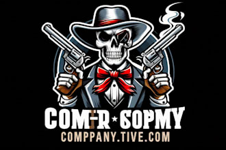 design creative skull and gun mascot logo for you in just 1 day