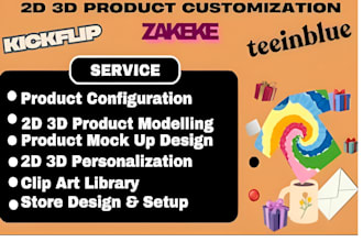 setup zakeke kickflip 2d 3d product configuration shopify etsy customily product
