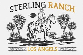 design custom vintage western logo for apparel or branding