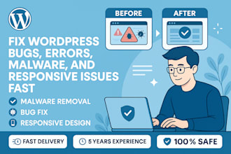 fix wordpress bugs, errors, malware, and responsive issues fast