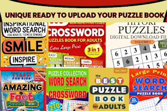 create word search, maze, crossword and sudoku puzzle book activity for amazon