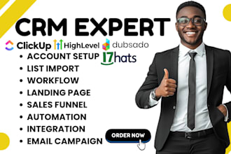 setup dubsado automation clickup workflow 17hats integration gohighlevel crm va