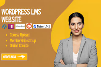 set up learndash, buddyboss, tutor lms, learnpress lms wordpress website