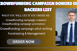 provide active crowdfunding backers or donors list for gofundme indiegogo