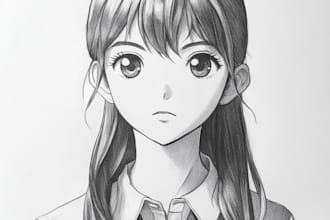 recreate anime character in digital an graphite