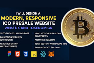 design a modern ico presale website token sales page with web3 UX and tokenomics
