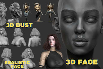 3d head bust up model 3d face for 3d printing  realistic face