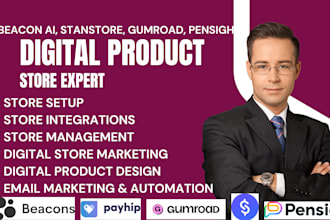 set up stanstore gumroad payhip digital product design expert beacons ai pages