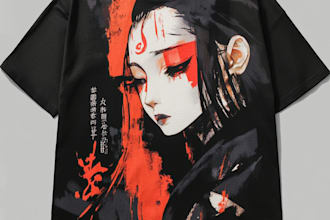 create japanese t shirt design apparel illustration