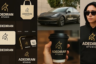 do custom modern luxury minimalist business logo design, full brand identity kit