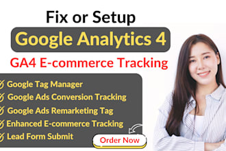 set up google analytics 4, g ads remarketing, and ga4 ecommerce tracking via gtm