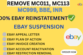 reinstate suspended ebay account and remove mc011 mc113 mc999 suspension