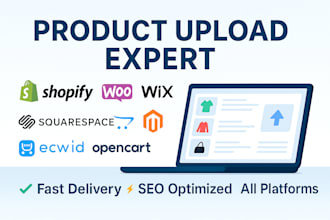 upload products in shopify, amazon, wordpress, prestashop