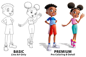 create vibrant african american character illustrations