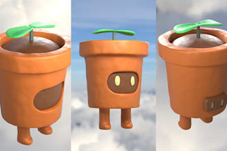 stylized 3d character modeling, rigging and rendering