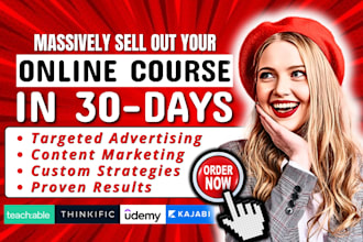 do udemy online course promotion and course marketing, thinkific, kajabi sale