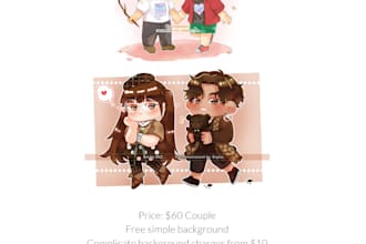 draw cute fullbody chibi art of your choic