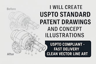 create uspto standard patent drawings and concept illustrations