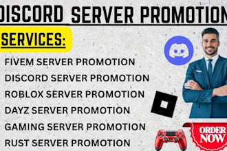 roblox server promotion, gaming server, fivem, dayz,discord promotion for growth