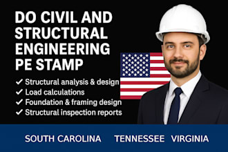 licensed architect, structural engineering pe stamp in virginia south carolina