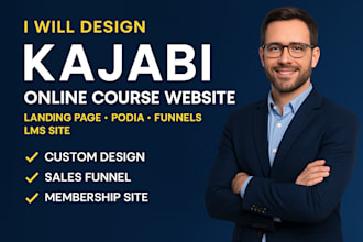 do kajabi online course website, kajabi website, kajabi landing page, podia site