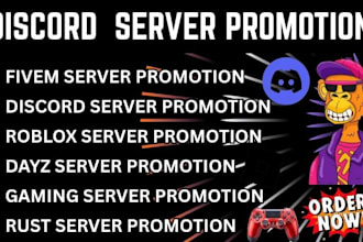 roblox server promotion, gaming server, fivem, dayz,discord promotion for growth