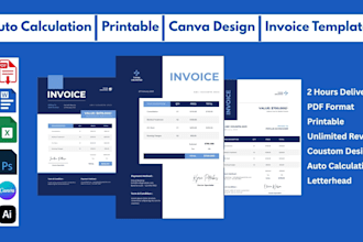 create custom invoice templates in word, excel, PDF, and canva
