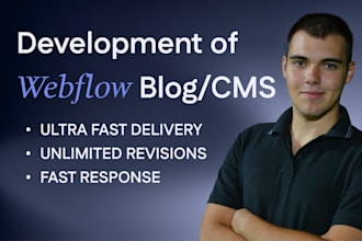 design and develop webflow landing page cms blog website