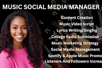 manage your music social media, content creator branding, marketing, music video