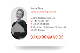 do custom HTML email signature design, clickable email signature